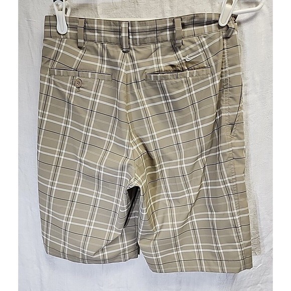 Nike Golf Shorts Mens 30 Tan Dri Fit Bermuda Plaid Performance Stretch - Picture 4 of 7